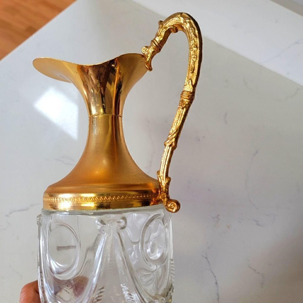 Rare Textured Italy Brass-Tone Pitcher 12" - Picture 5 of 9